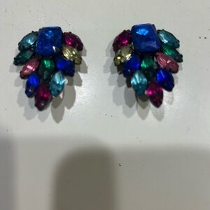 Colorful Vintage Gemstone Clip-On Earrings